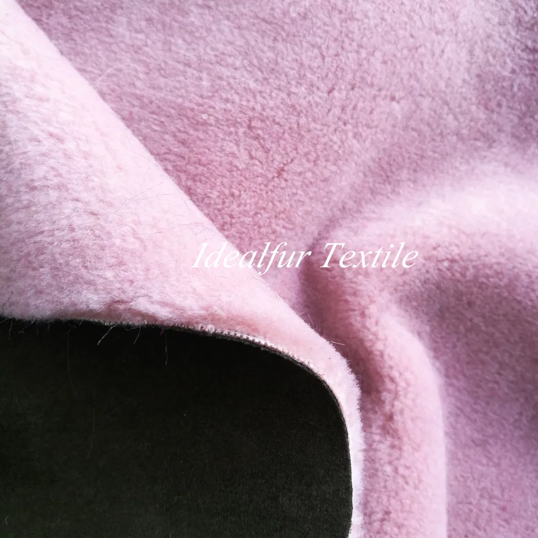 Pink with Bond Coat Fabric Lambs Wool Fake Sheep Fur